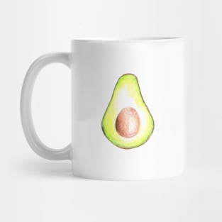 Watercolor Avocado Slice on White Mug